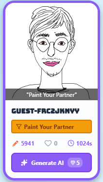 A clean line portrait with glasses, drawn in the PaintYourDate canvas