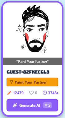 A hand-drawn portrait with rosy cheeks, drawn in the PaintYourDate canvas