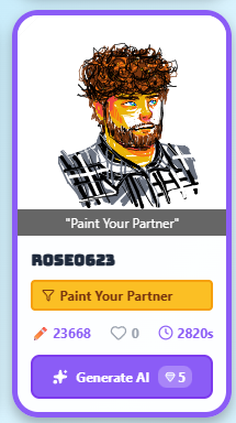 A textured, colourful sketch of a partner with a beard, drawn in the PaintYourDate canvas